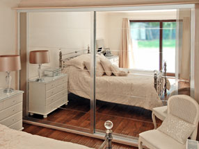 Silver Bevel Mirror Sliding Doors