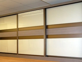 Pearl White & Brown Glass & Driftwood Sliding Doors