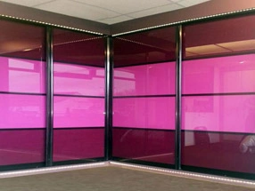 Sliding Doors in Aubergine & Fuchsia Glass