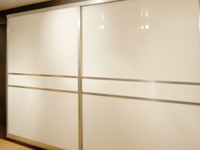 Pearl White Glass Sliding Doors