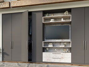 SERICA Bedroom in Serica Matt Taupe and Cascade Sandstone