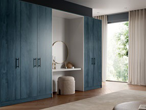 Bedroom in Supermatt Croma Blue and Supermatt Light Grey