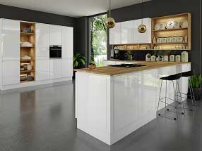 HANDLELESS J-PULL Kitchen in Supergloss White