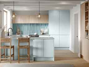 Knebworth in Supermatt Scandinavian Blue and Light Vicenza Oak