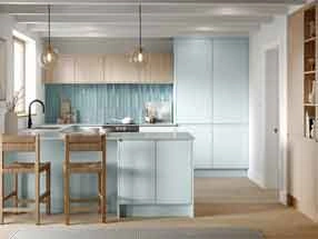 Knebworth in Supermatt Scandinavian Blue and Light Vicenza Oak