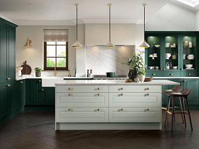 Paris Kitchen in Matt Pistachio Green and Supermatt Fir Green