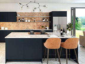 HANDLELESS J-PULL Kitchen in Supermatt Indigo Blue