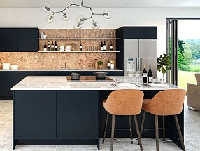 HANDLELESS J-PULL Kitchen in Supermatt Indigo Blue