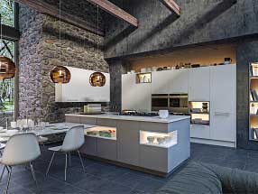 SUPERMATT Kitchen in Supermatt White and Supermatt Dust Grey