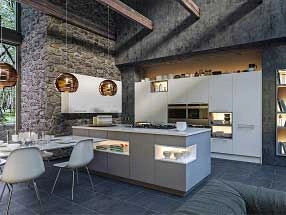 SUPERMATT Kitchen in Supermatt White and Supermatt Dust Grey