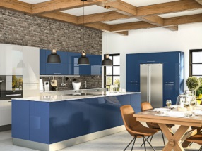 Ultragloss Kitchen in Ultragloss Baltic Blue and Ultragloss Light Grey
