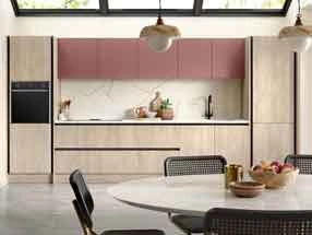 Venice Kitchen in Cremona Oak Cotta and Supermatt Rusty Red