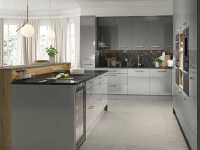 Venice Kitchen in Hi-Gloss Light Grey and Hi-Gloss Dust Grey
