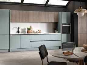 Venice Kitchen in Supermatt Duck Egg and Grey Vicenza Oak