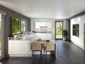HANDLELESS J-PULL Kitchen in Supermatt White