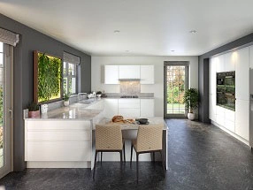 HANDLELESS J-PULL Kitchen in Supermatt White