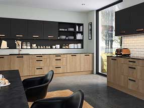 Lazio Kitchen in Halifax Natural Oak and Supermatt Graphite