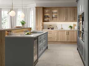 Richmond Kitchen in Urban Oak and Supermatt Dust Grey