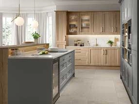 Richmond Kitchen in Urban Oak and Supermatt Dust Grey