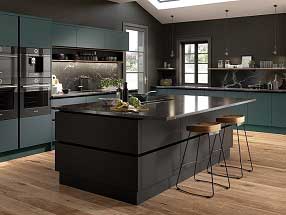 SERICA Kitchen in Kombu Green and Serica Matt Black