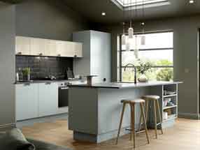 SUPERMATT Kitchen in Supermatt Duck Egg and Ultragloss Trevi