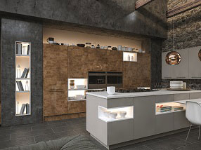 Ultragloss Kitchen in Ultragloss Copperleaf and Supermatt Dust Grey