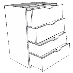 Internal 4 Drawer Chest To fit inside a wardrobe Custom Made