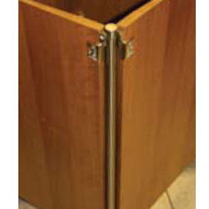 Hinged corner shop cabinet door