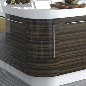 Flat Panel Slab Curved Kitchen Door Custom Made